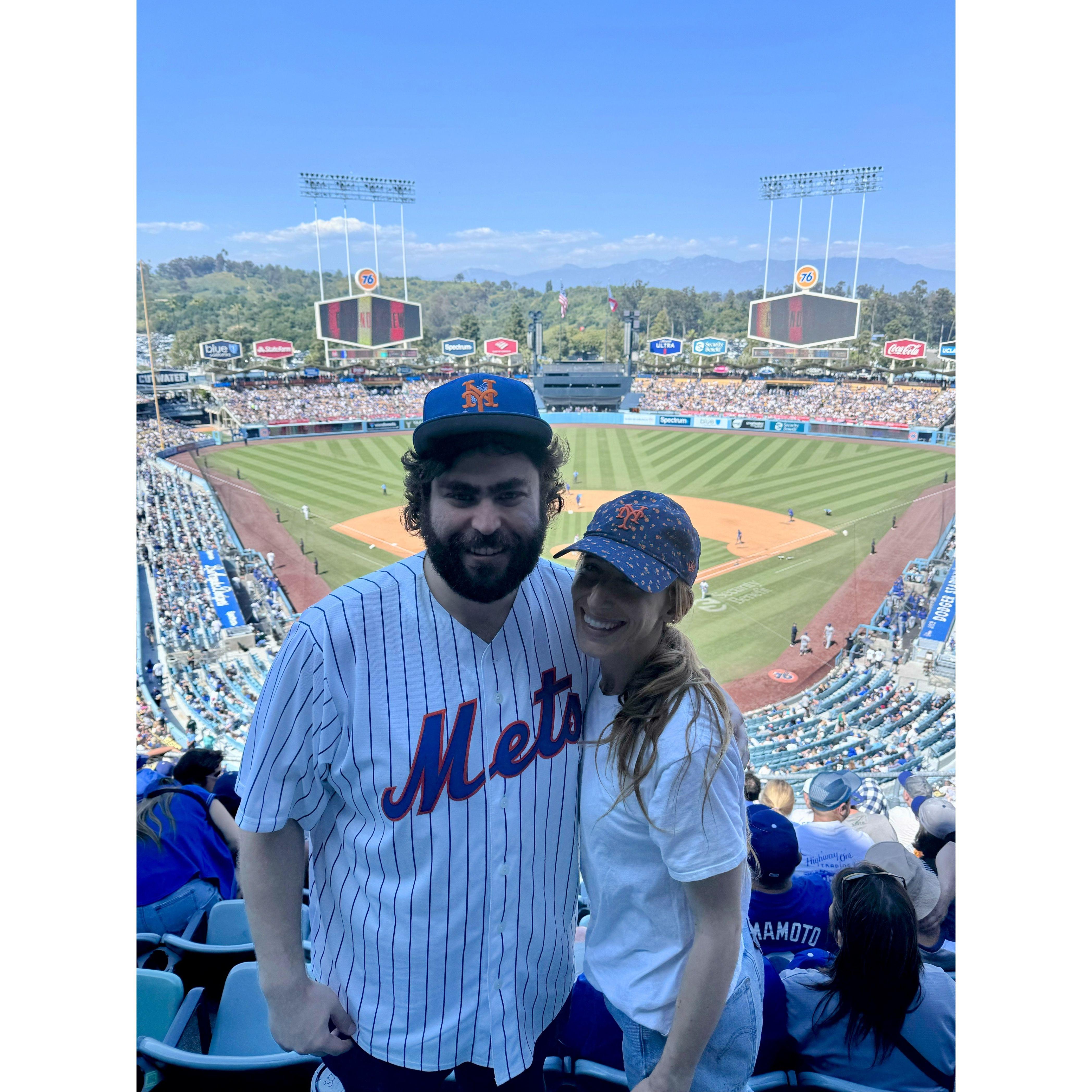 Mets fans holding strong at Dodger Stadium. (2024)