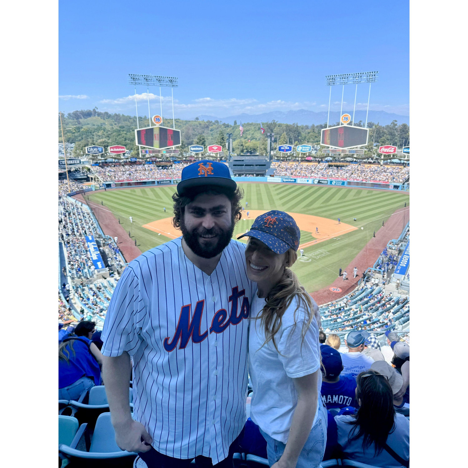 Mets fans holding strong at Dodger Stadium. (2024)