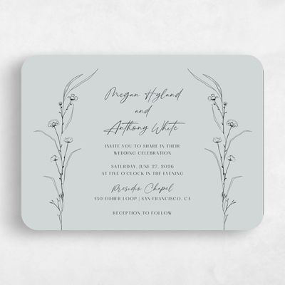Blue Rounded Wedding Invitation - Rolland Landscape