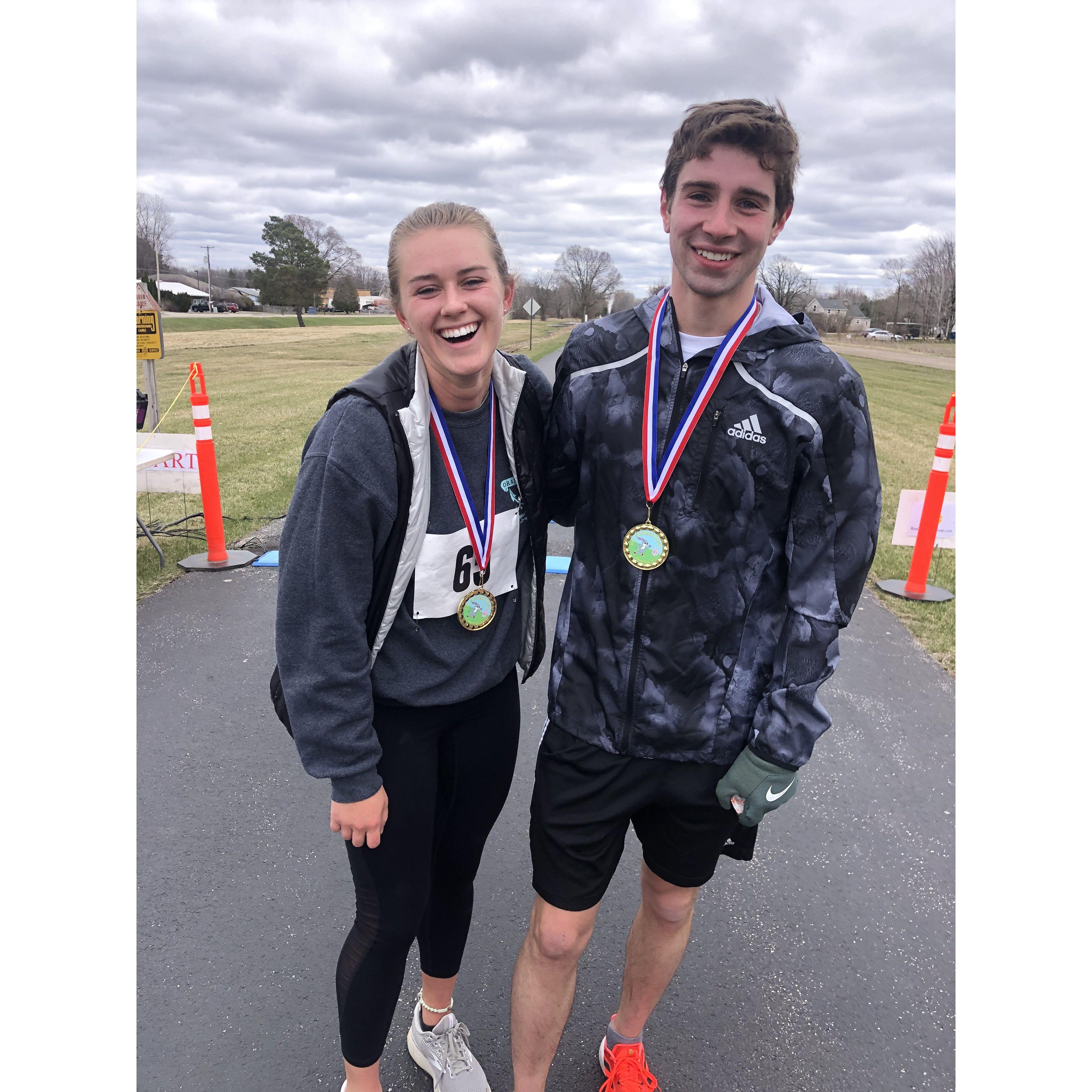 We hadn't even started dating yet, but Matt volunteered run a half marathon with me. This was our first picture together. Plus he was brave and met my family for the first time that weekend!