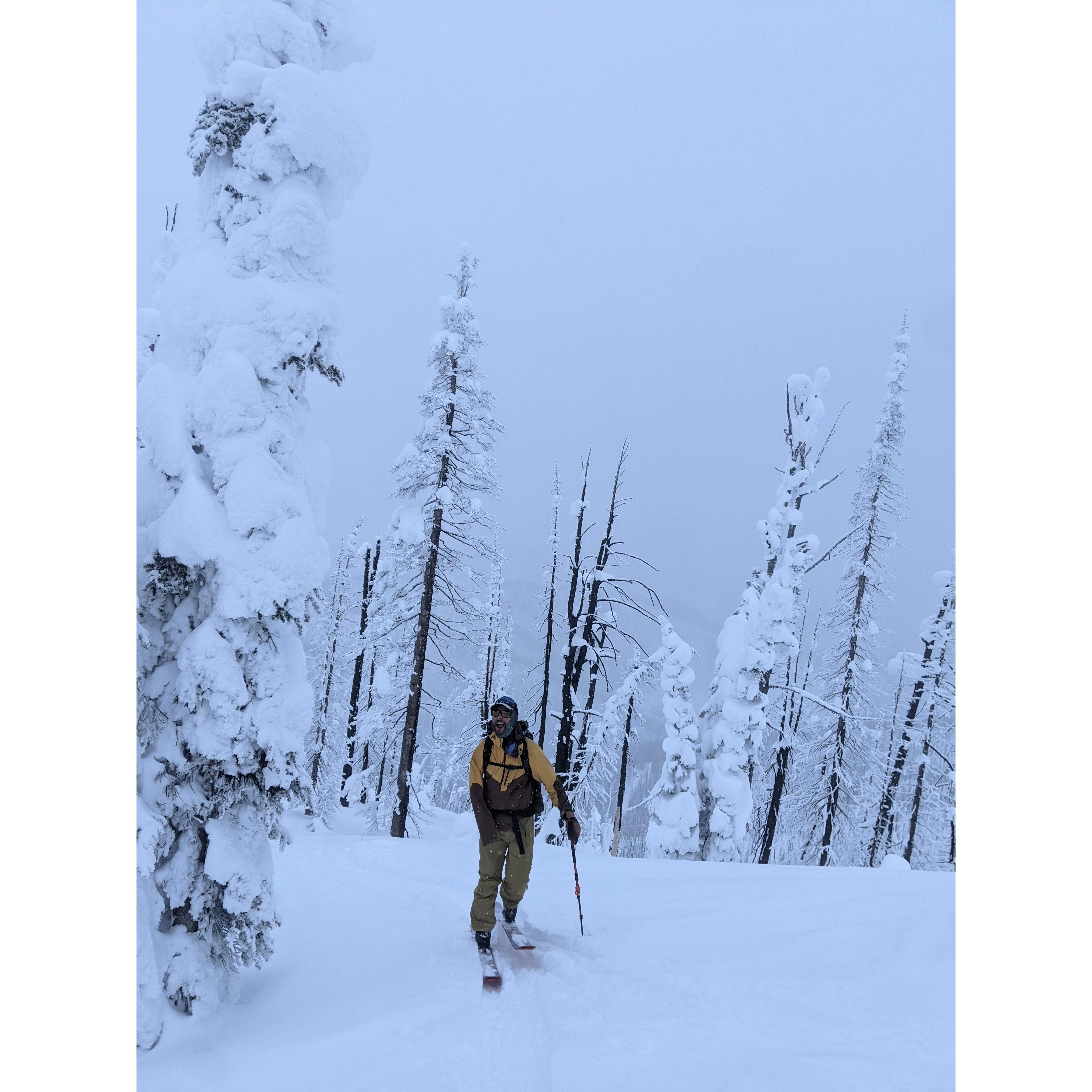 A photo from the yurt trip that arguably started it all! (Skiing pre-dated romance)
