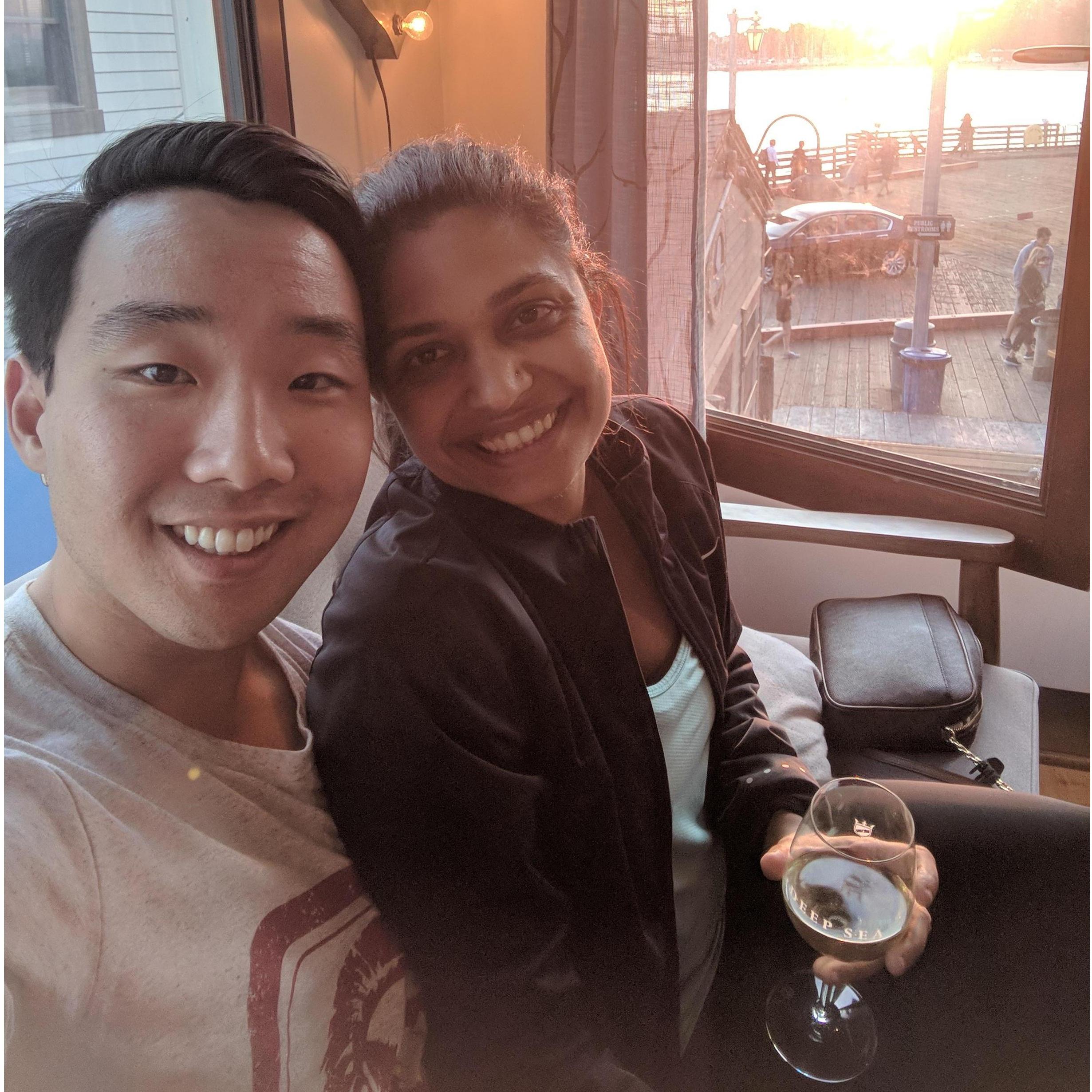 Wine tasting during the sunset in Santa Barbara.