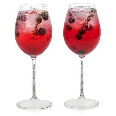 Libbey Glint Silver Stem Wine Glasses 15oz - Set of 2