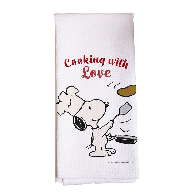 Flagology, Peanuts Chef Snoopy Kitchen Tea Towel 16" x 25", Valentine's Day Kitchen Decor, Licensed Peanuts, Love Hand Towel