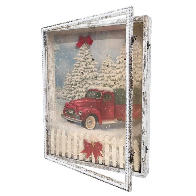 Hodeframe 16x20 Shadow Box with Door Deep Depth Display Case Frame Picture Frame Wedding Bouquet Memorabilia Medals Photos Memory Box-Large Shadow Box Frame with Unique Design Beads White