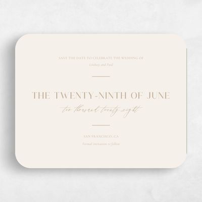 Beige Rounded Wedding Save the Date - Philippa Landscape