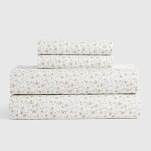 Classic Organic Percale Sheet Set in Toffee Florette