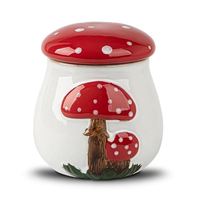 dgudgu Airtight Cookie Jar Mushroom Cookie Jar With Lid Ceramic White Cookie Jars for Kitchen Counter Large Cookie Container Storage For Kitchen Counter