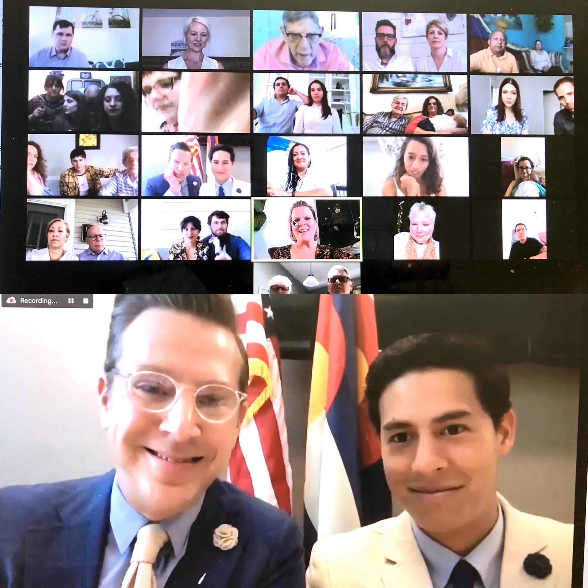 A "virtual" wedding has it's benefits. Our family in Italy, our family in Colombia and close friends from near and far were able to join.
