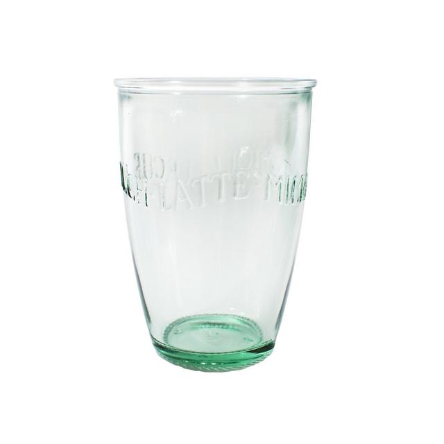 Amici Home Z7AI8130S6R Euro Milk Recycled Green Glass Drinkware Italian Made, 13 Fluid Ounce Capacity Each, Set of 6, Clear