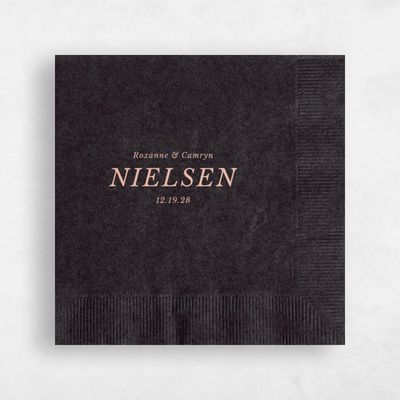 Black Typography Wedding Napkin - Modern Italic
