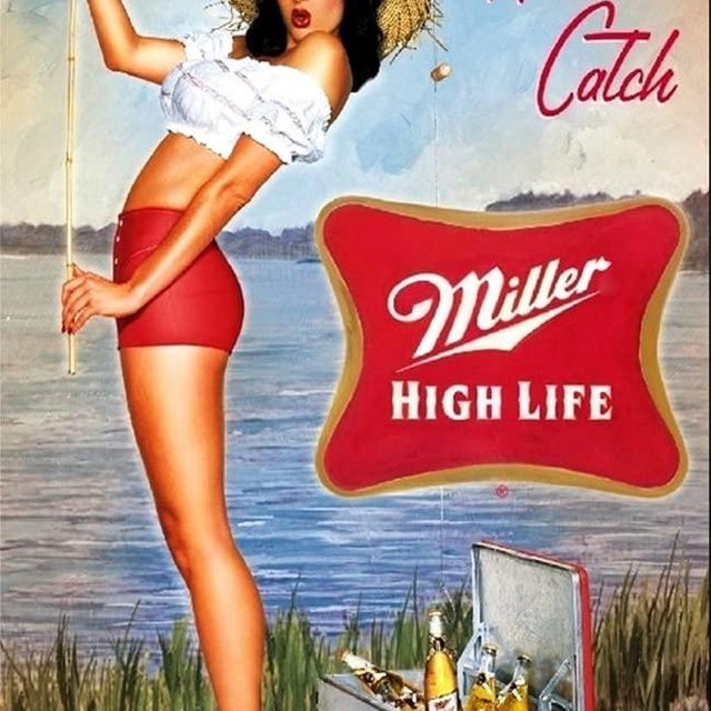Vintage-Style Metal Tin Sign for Man Cave - Retro Fishing and Beer Decorative Sign, 8 x 12 Inch (039)