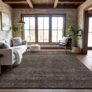 Mayfield Premium Machine Washable Abstract AMF1165 Coffee 5 ft. x 7 ft. 6 in. Area Rug