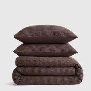 Organic Luxe Honeycomb Duvet Cover Set - Espresso, Full/Queen