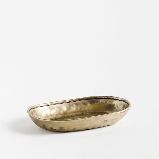 Hammered Oval Bowl Brass