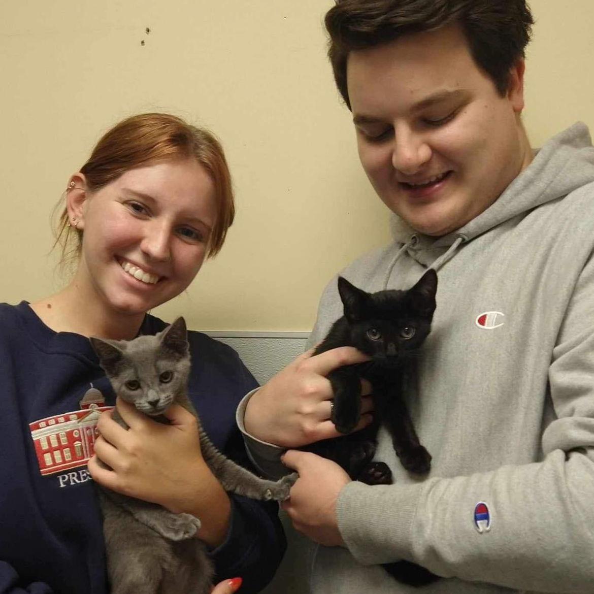 Our first picture ever as a family at the humane society! The day we welcomed Smudge and Fudge