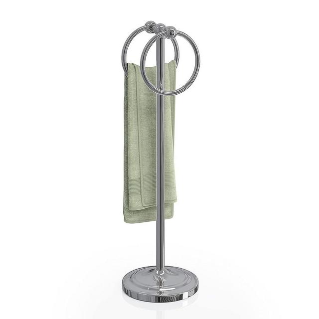 BGL Fingertip Towel Holder Stand Hand Towel Ring for Bathroom or Kitchen Vanity Countertops to Store Hand Towels Washcloths or dishcloths - 2 Hanging Rings，17" High-Chrome