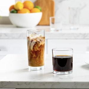 Everyday Drinking Glasses Set of 8 Drinkware Hurricane Glasses, Kitchen Glasses for Cocktail, Iced Coffee, Beer, Ice Tea, Wine, Whiskey, Water, 4 Tall Glass Cups & 4 Short Dof Drinking