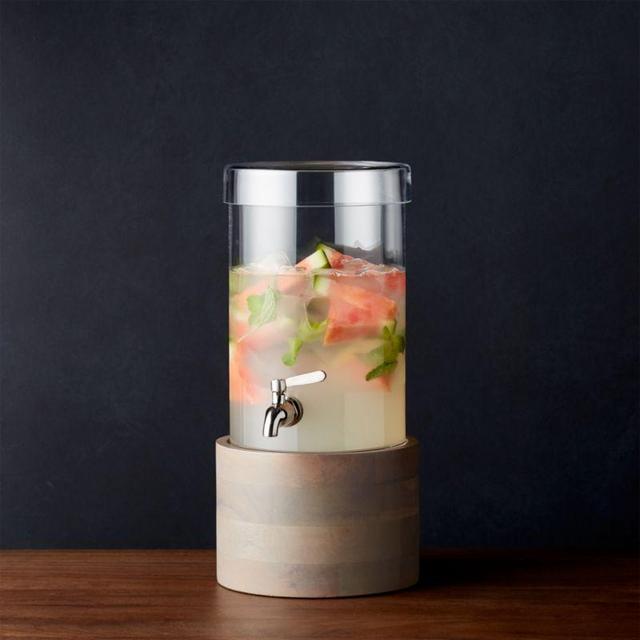 Cold Drink Dispenser with Brooks Grey Wood Stand