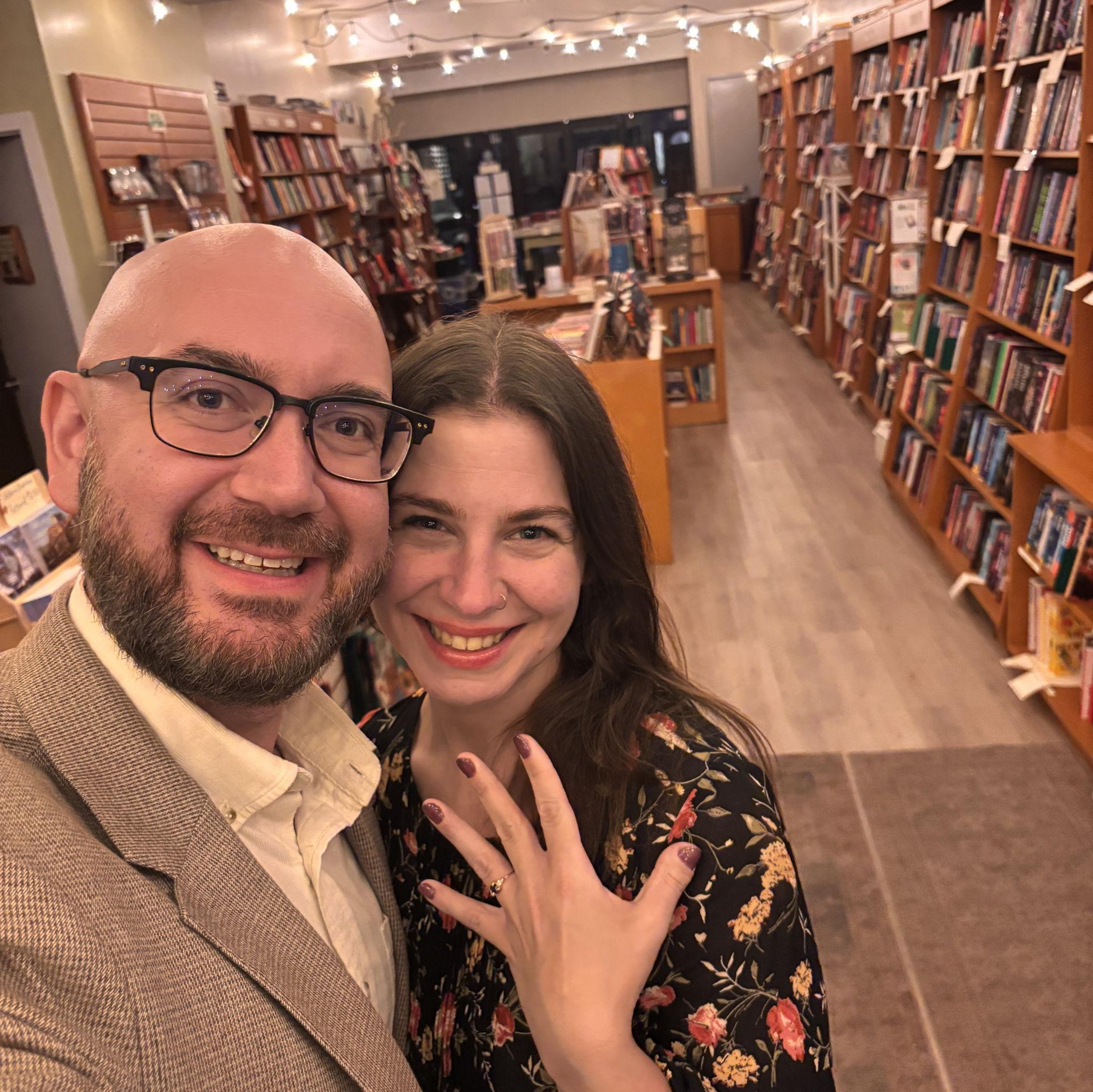 We got engaged at the Astoria Bookshop! An employee was on-site and stated afterward that he was alarmed by all of the crying he heard from his office.