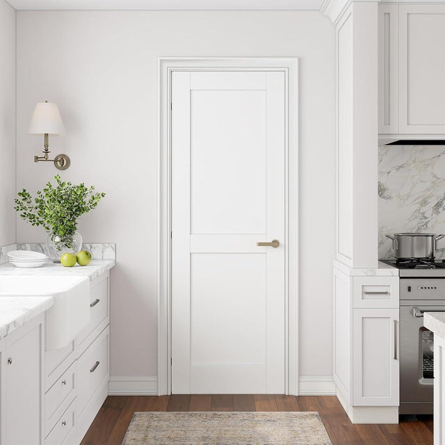 28" x 80" Interior French Doors, 2-Panel Slab Door for Pantry, Closet, Pocket, Solid Core Interior Slab Shaker, White Primed（Doorknob and Hinges Not Included）