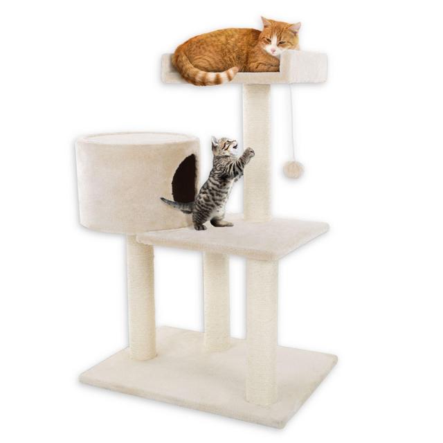 PETMAKER 34-Inch 3-Tier Cat Tree Condo in Brown