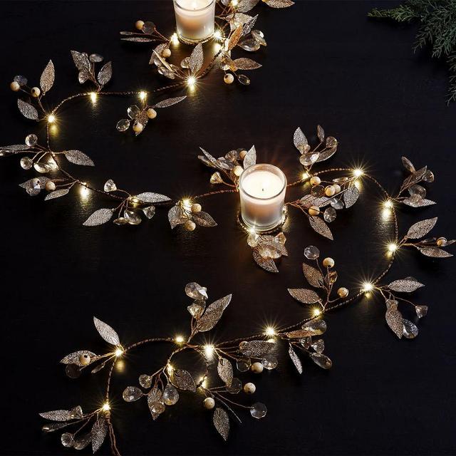 Rustic Leaf String Lights, Gold, 6'