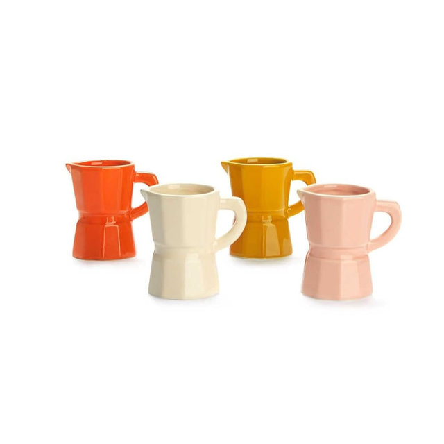 Balvi Set Espresso Moka Mugs Set with Coffee Maker Design Traditional Italian Ceramic