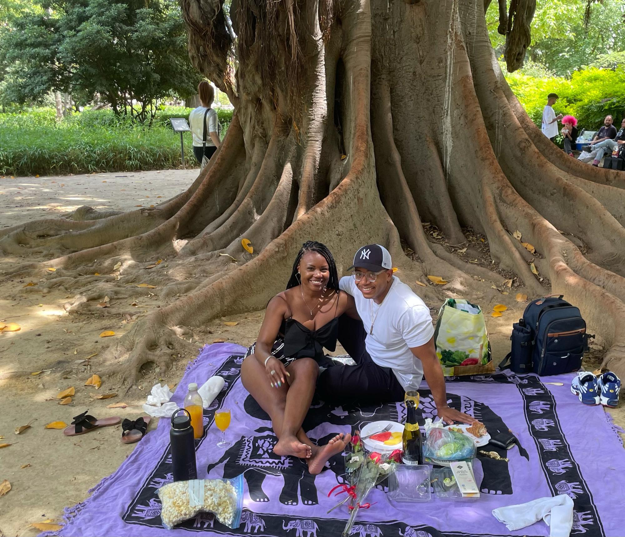First picnic in the park at Maria Luiz park in Seville