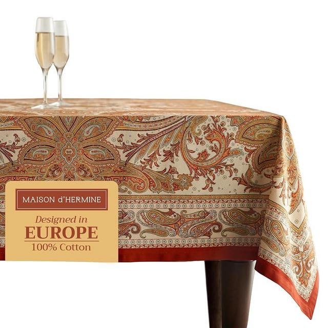 Maison d' Hermine 100% Cotton Table Cover - 54"x72" Rectangle Decorative Tablecloth - Washable Tablecloths for Dining, Home & Party - For Thanksgiving & Christmas - Kashmir Paisley Collection