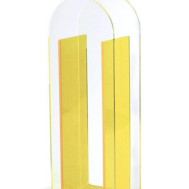Acrylic Vase,Wedding Centerpieces, Home Decorations,Arch Shape Vase Modern Design (Yellow)