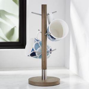 Stainless Steel and Wood Mug Tree