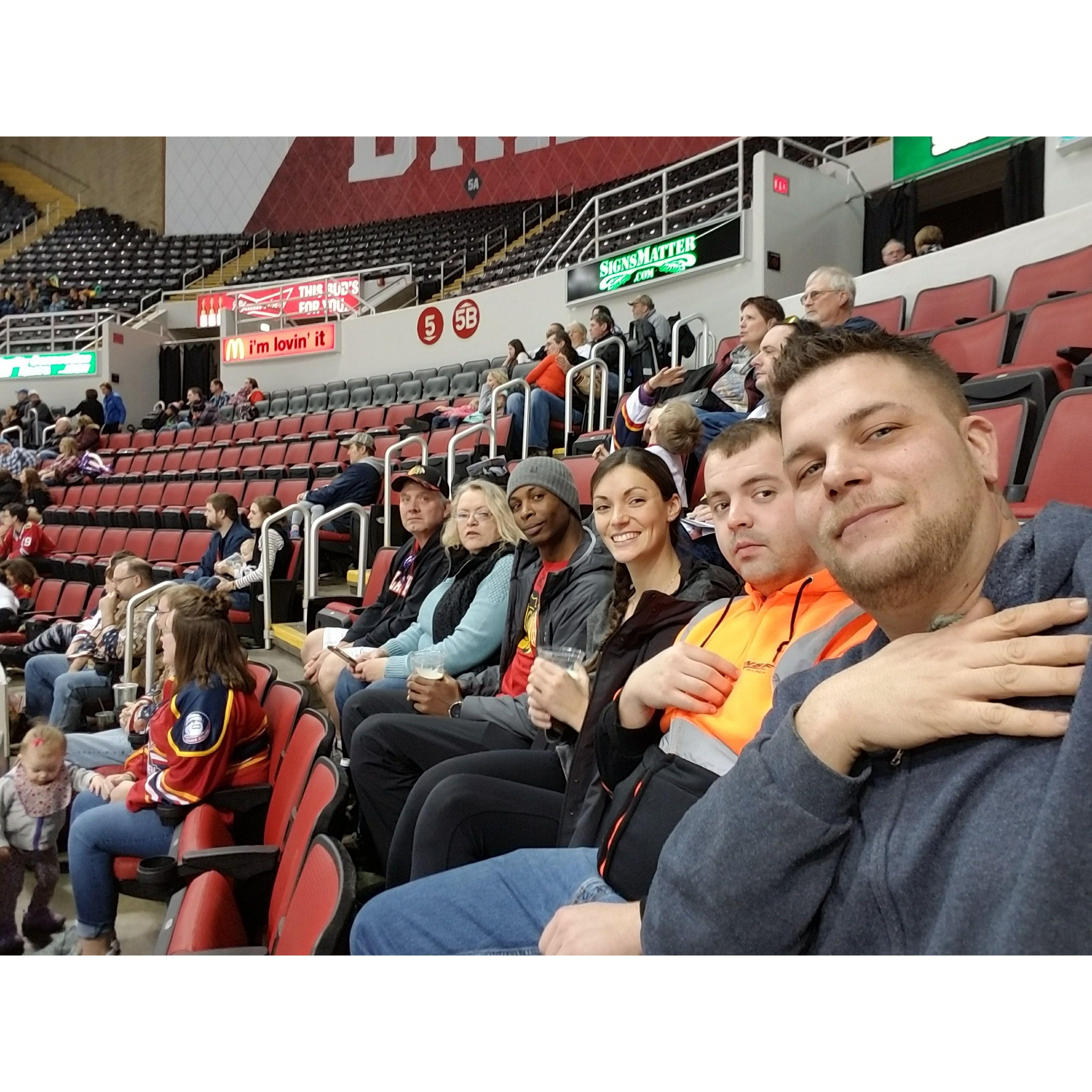 Family day at the hockey game.