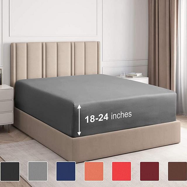 Extra Deep Pocket Fitted Sheet - Single Fitted Sheet Only - Extra Deep Pockets King Size Sheets - Fits 18 In to 24 In Mattress - Extra Deep King Fitted Sheet - Deep Pockets that Actually Fits Mattress