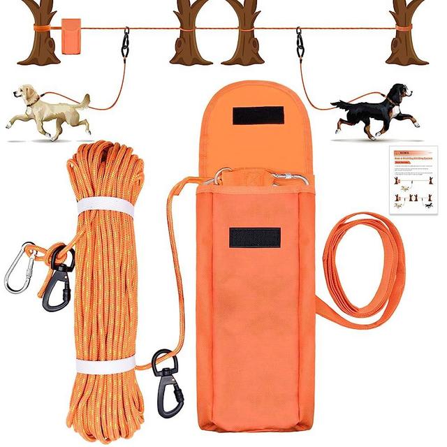 Upgraded KATOLK Dog Tie Out Cable for Camping, 100FT Portable Dog Trolley System for 2 Dogs, Dog Lead for Small Medium Large Dogs up to 250lbs, Dog Runner for Yard Camping Training Running Hiking