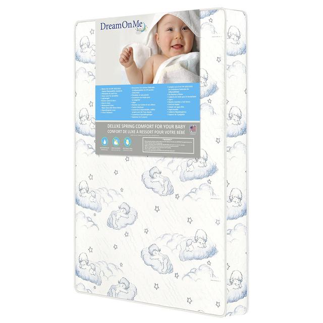 Dream On Me 3&quot;Pocket Coil Mini /Portable Crib Mattress White/Blue