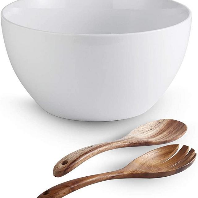 5 Quarts Porcelain Salad Serving Bowl with Salad Spoon Set