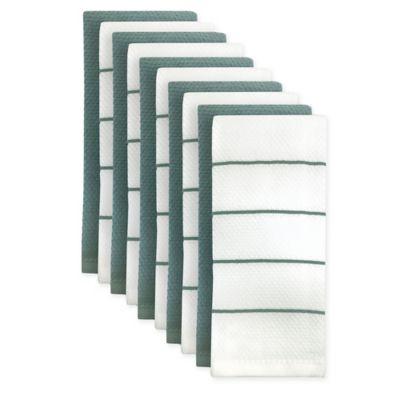 10-Pack Cotton Kitchen Towels in Aqua/White