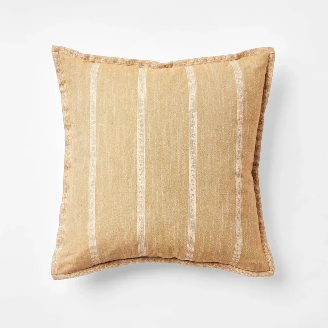 Embroidered Stripe Throw Pillow Camel - Threshold™ designed w/Studio McGee