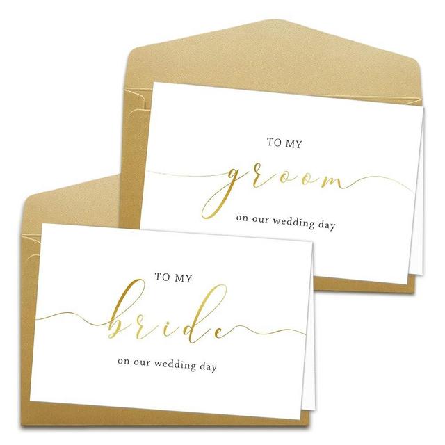 Set of 2 Wedding Day Card, 1 to My Bride on Our Wedding Day Card, 1 to My Groom on Our Wedding Day Card, Wedding Card to Bride or Groom on Your (Our) Wedding Day