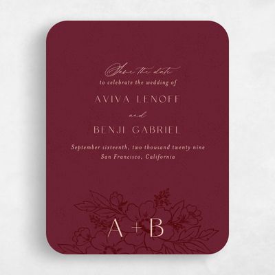 Red Rounded Wedding Save the Date - Oriabel Portrait