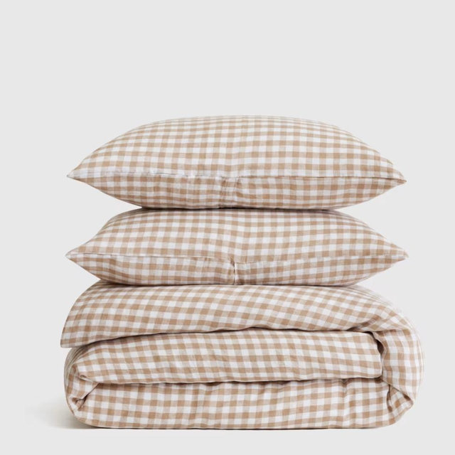Linen Duvet Cover Set | Quince in Cafe Gingham (Queen)