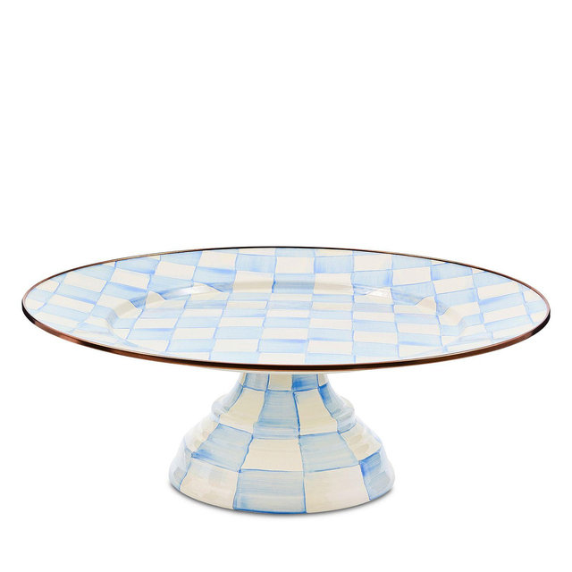 MacKenzie-Childs Sky Check Large Pedestal Platter