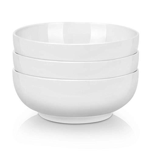 TGLBT 55oz Porcelain Salad/Soup Bowl- 3 Packs,Serving Bowls for Pasta and Fruit Stackable Round Large,White