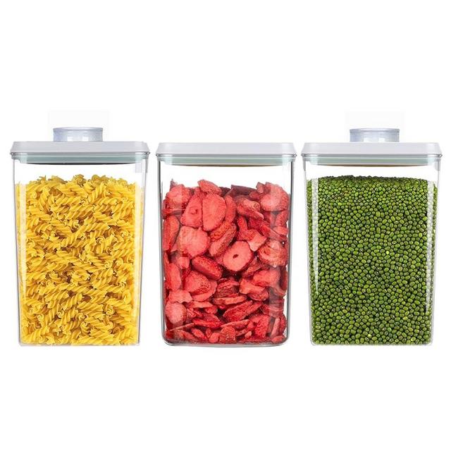 Melovom Pop Airtight Food Storage Containers Set with Lids, 3 Pcs Stackable One Button Opening Food Containers Kitchen Pantry Organization and Storage, BPA Free Stackable Cereal Container (3x1.2qt)