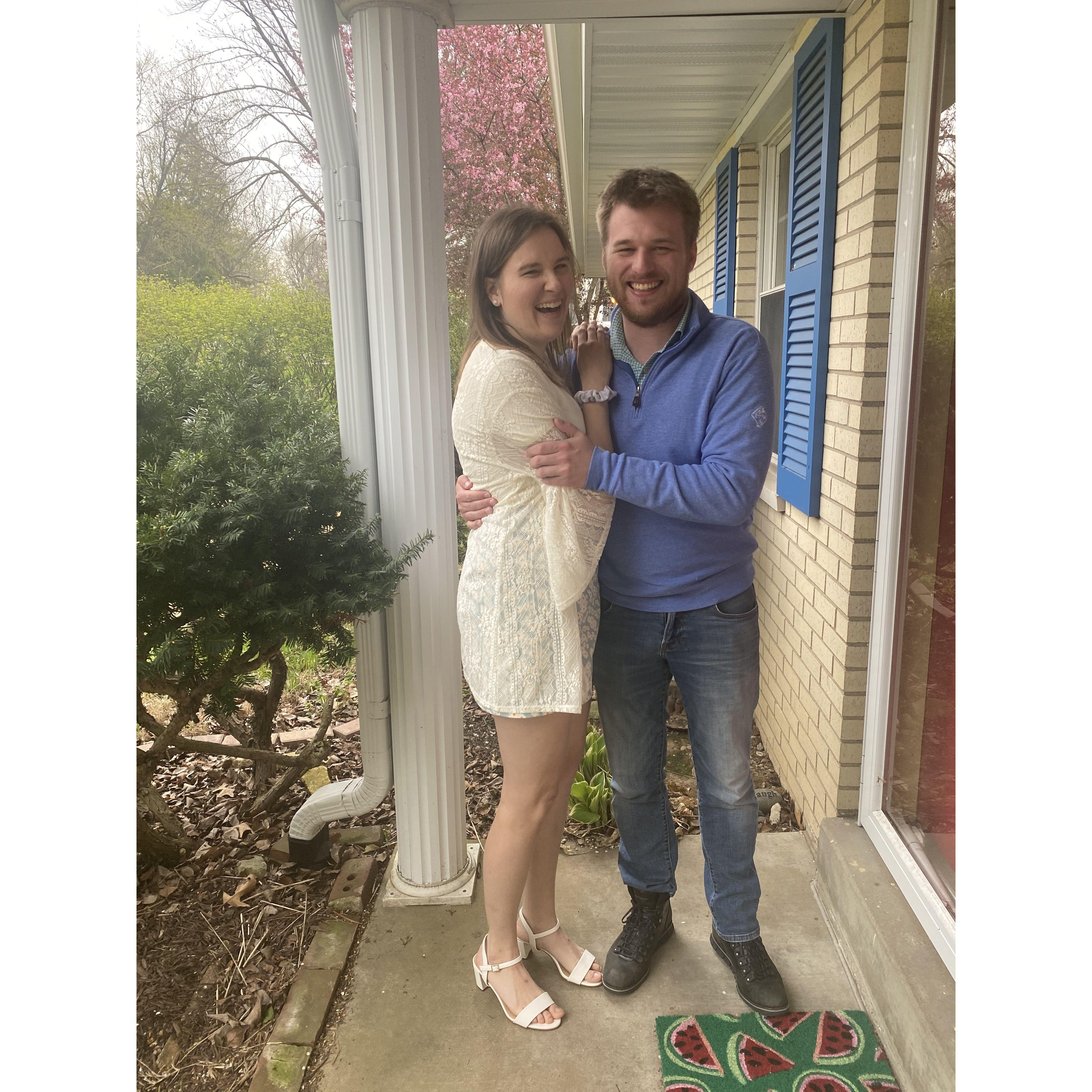 My sister took this picture right after she said "Don't hold her too tight, you look like you're kidnapping her!" We all had a good laugh.  -First Easter, 2022.