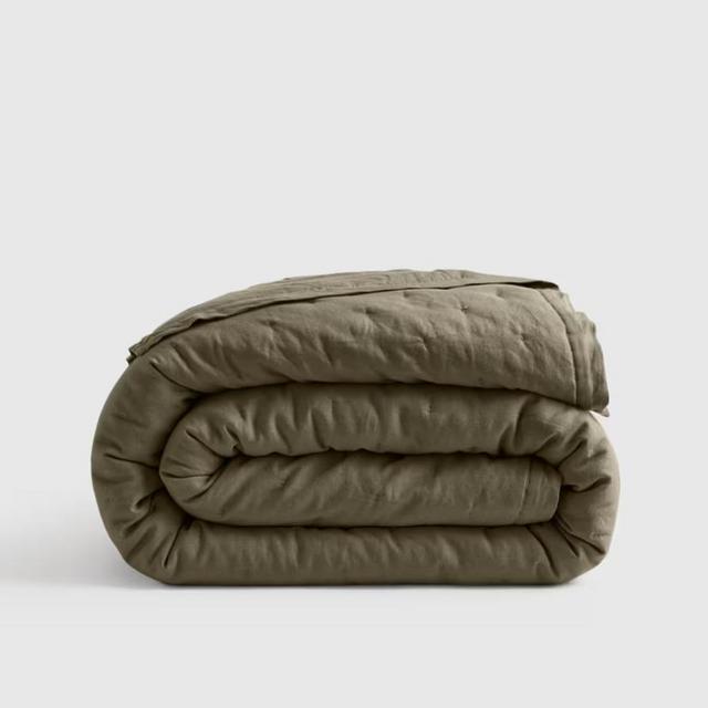 European Linen Dream Quilt - Dusty Olive, King/Cal King
