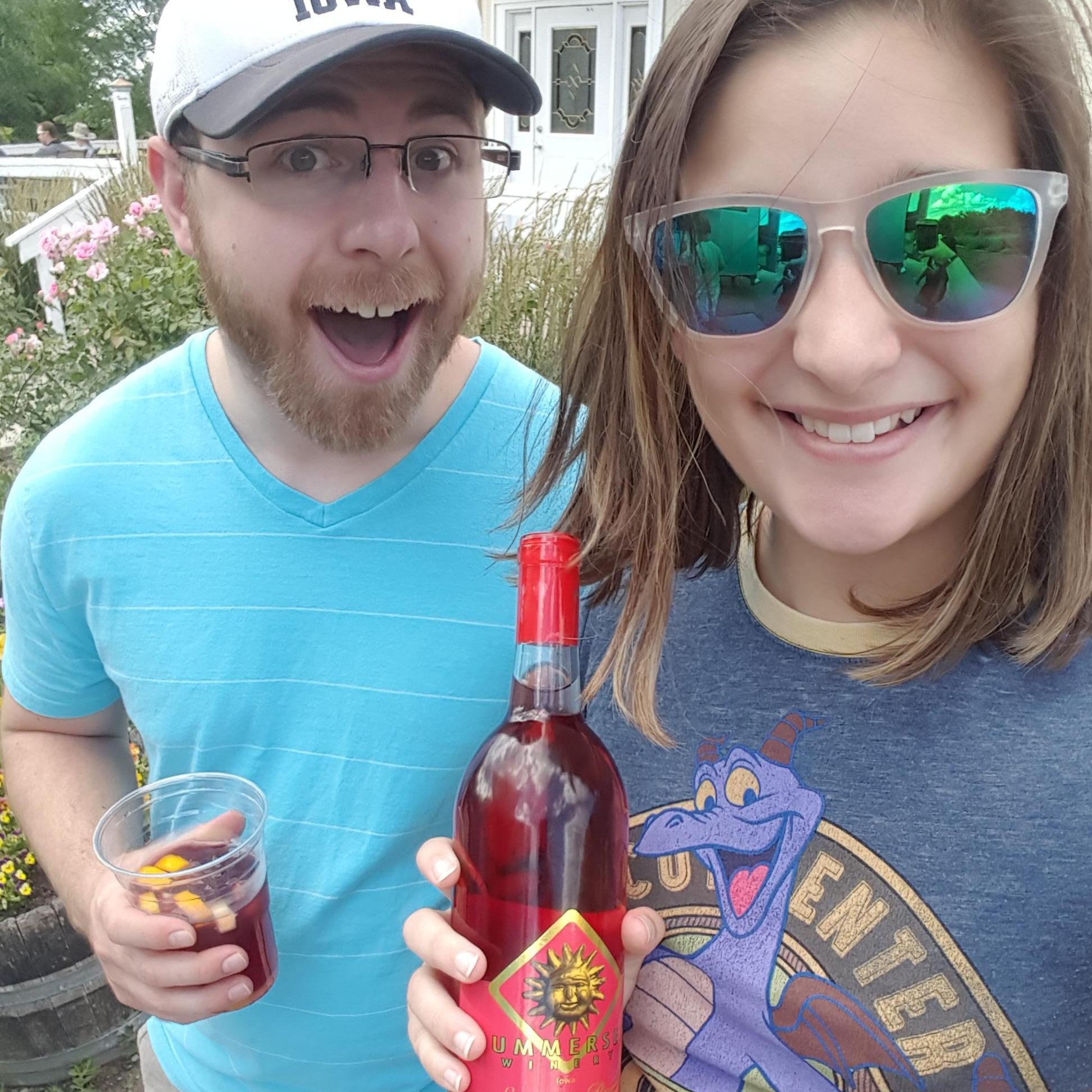 Celebrating our first year as a couple with wine and music.