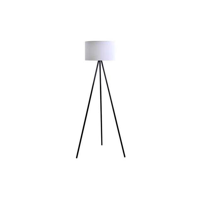 61.25" Metal Tripod Floor Lamp with Linen Shade Black/White - Cresswell Lighting