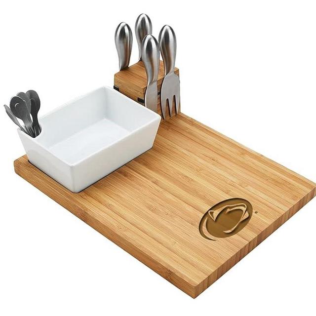 Picnic at Ascot NCAA Penn State Nittany Lions Officially Licensed Bamboo Cheese/Charcuterie Board with knife Set & cheese Markers